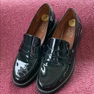 Franco Sarto Black Patent Leather Penny Loafers